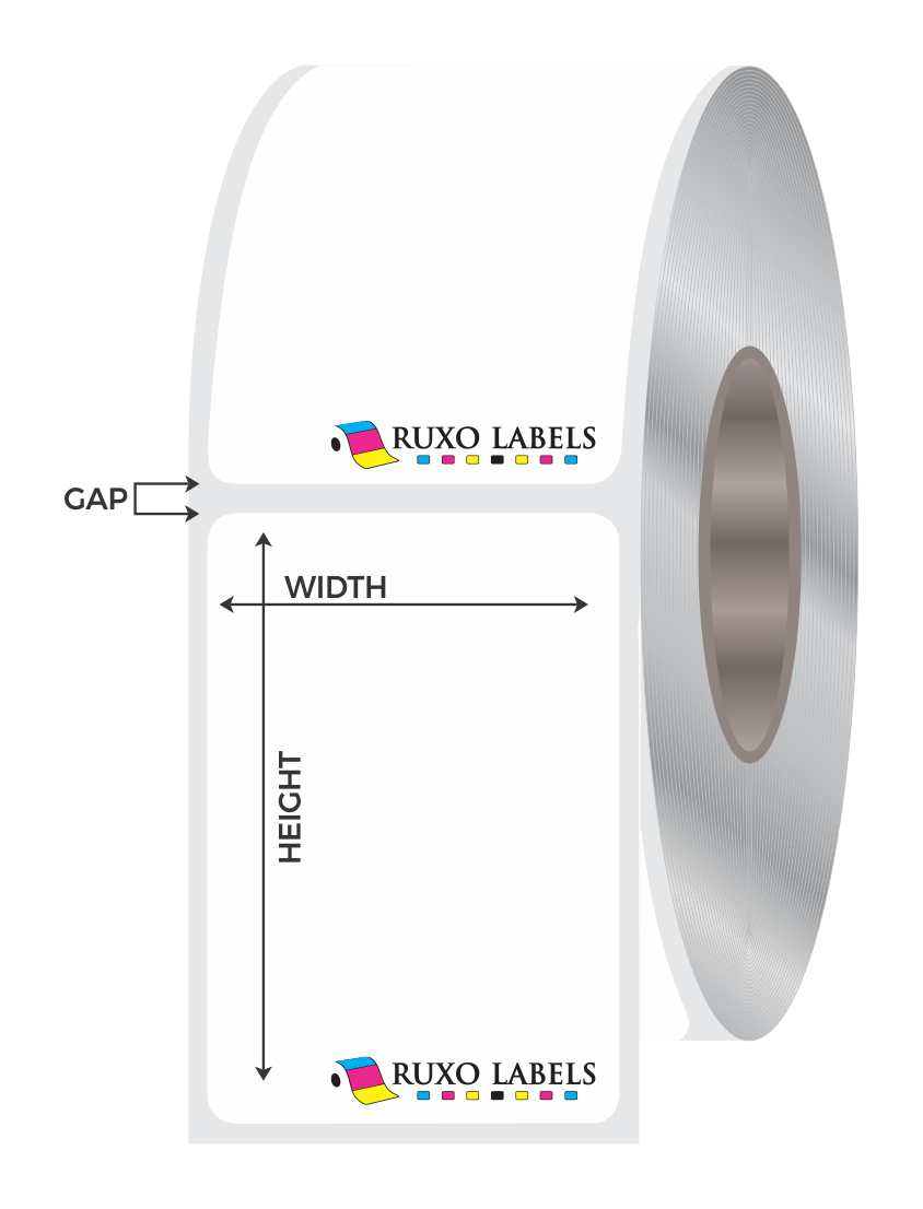 Square die-cut labels on a roll